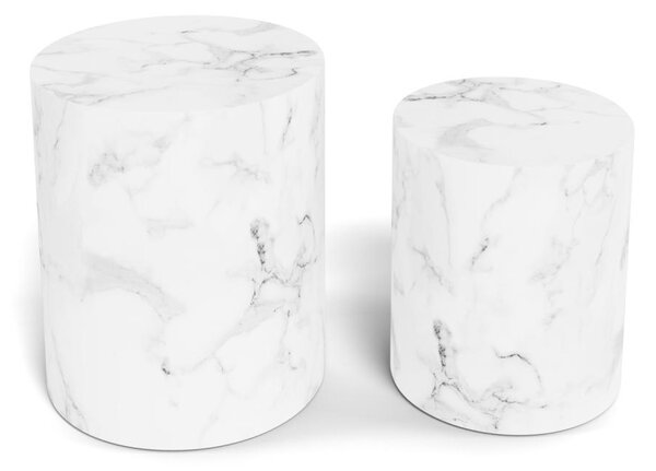 Set 2 piese Masute de cafea Mice V2, Alb, 40x33x48 cm
