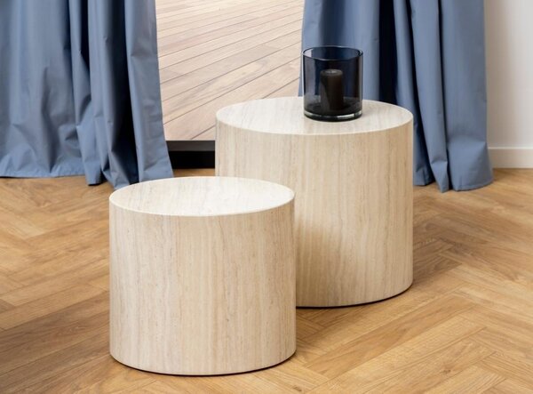 Set 2 piese Masute de cafea Mice, Bej, 40x33x48 cm
