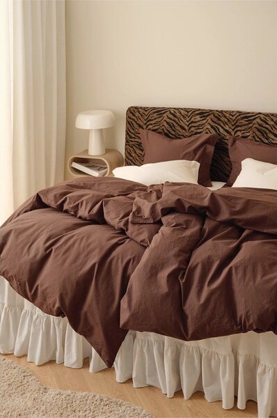 Кафяво единично спално бельо от органичен памук 150x200 cm Juliette – Ellos Home