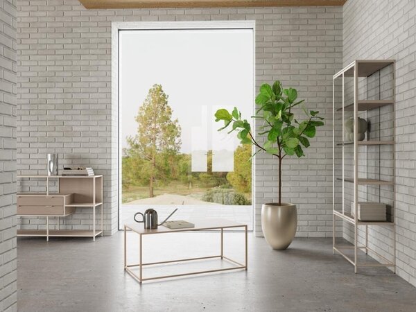 Dulap cu vitrina Seaford, Gri, 185.6x77x35 cm