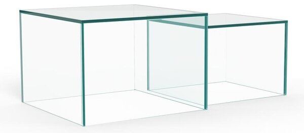 Set 2 piese Masute de cafea Dice, Transparent, 35x50x50 cm