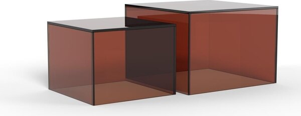 Set 2 piese Masute de cafea Dice, Maro, 35x50x50 cm