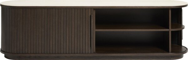 Маса за телевизор с керамичен плот в тъмно естествен цвят 180x50x40 cm Enna – Unique Furniture