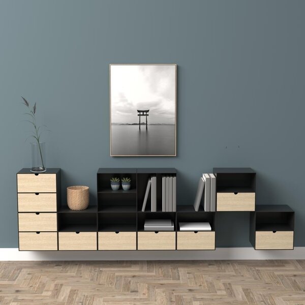 Noptiera Joliet V1, Negru, 30x30x25 cm