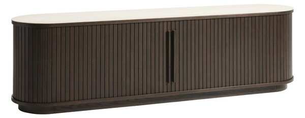 Маса за телевизор с керамичен плот в тъмно естествен цвят 180x50x40 cm Enna – Unique Furniture