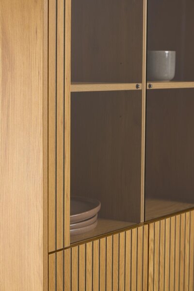 Dulap cu vitrina Jaipur, Natural, 180x80x40 cm