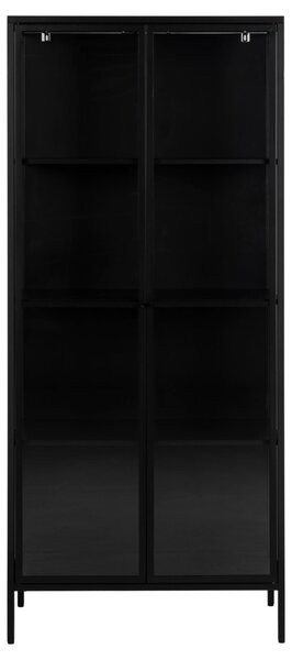 Dulap cu vitrina Newcastle, Negru, 180x80x40 cm