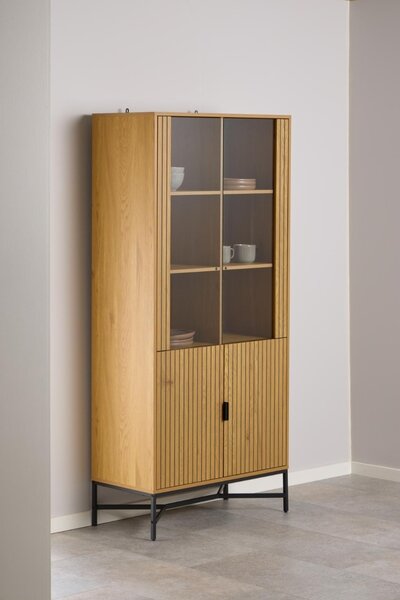 Dulap cu vitrina Jaipur, Natural, 180x80x40 cm