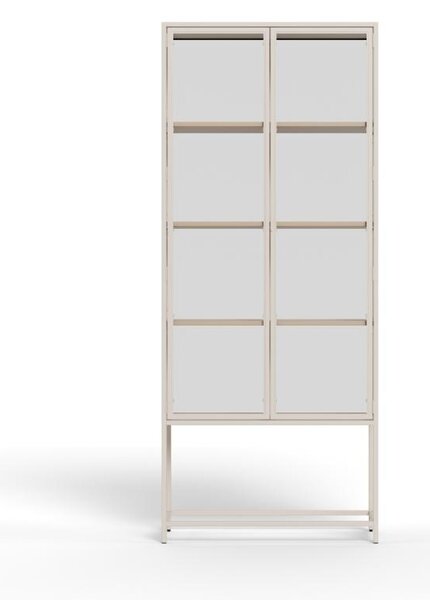 Dulap cu vitrina Seaford, Gri, 185.6x77x35 cm