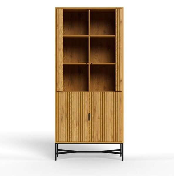 Dulap cu vitrina Jaipur, Natural, 180x80x40 cm