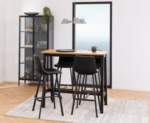 Dulap cu vitrina Newcastle, Negru, 180x80x40 cm
