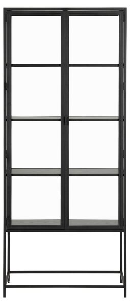 Dulap cu vitrina Seaford, Negru, 185.6x77x35 cm