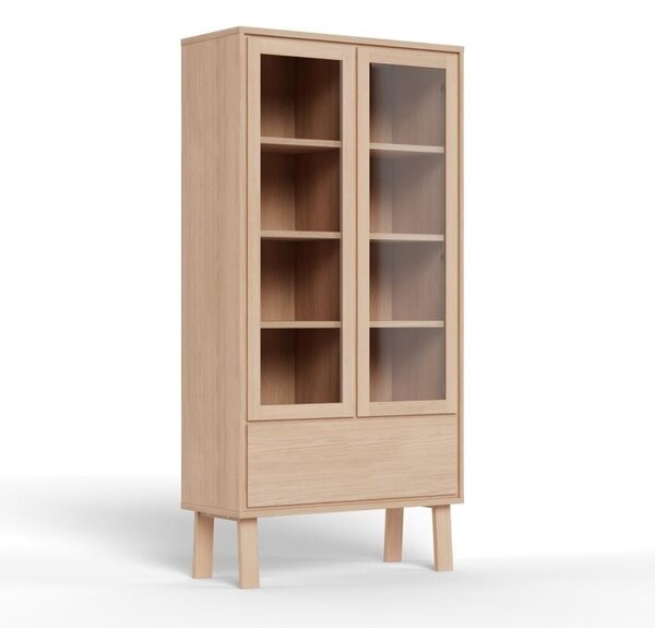 Dulap cu vitrina Lamberth, Alb, 180x90x35 cm
