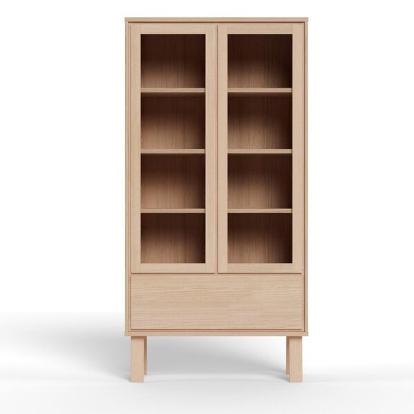Dulap cu vitrina Lamberth, Alb, 180x90x35 cm