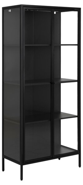 Dulap cu vitrina Newcastle, Negru, 180x80x40 cm