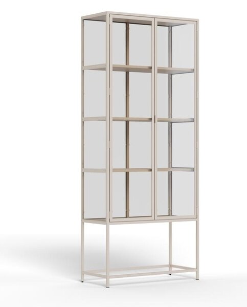 Dulap cu vitrina Seaford, Gri, 185.6x77x35 cm
