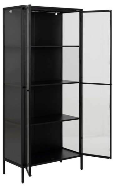 Dulap cu vitrina Newcastle, Negru, 180x80x40 cm