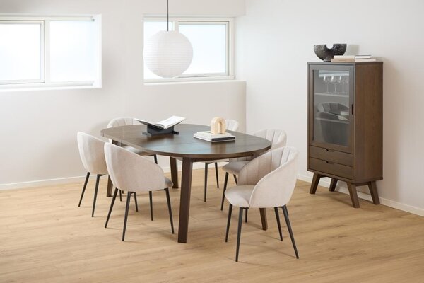 Dulap cu vitrina A-Line, Gri, 145x72x36 cm