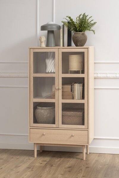 Dulap cu vitrina Aston, Alb, 144.8x80x40 cm
