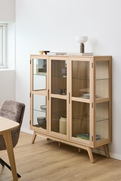Dulap cu vitrina Marte, Alb, 148x140x40 cm