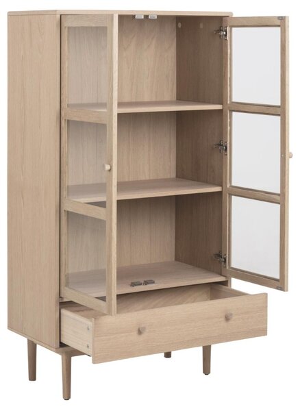 Dulap cu vitrina Aston, Alb, 144.8x80x40 cm