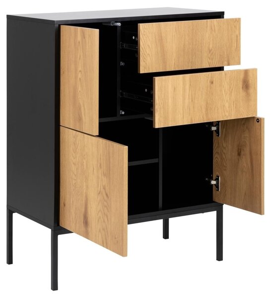 Bufet Seaford, Negru mat, 103x80x40 cm