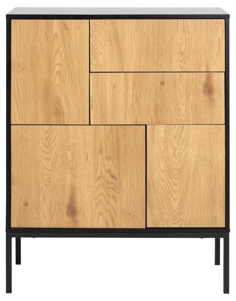 Bufet Seaford, Negru mat, 103x80x40 cm