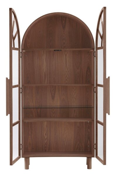 Витрина от декор от орех в тъмно естествен цвят 90x195x40 cm Sandor – Jotex