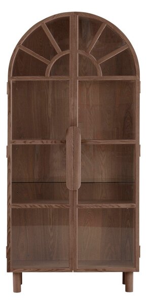 Витрина от декор от орех в тъмно естествен цвят 90x195x40 cm Sandor – Jotex