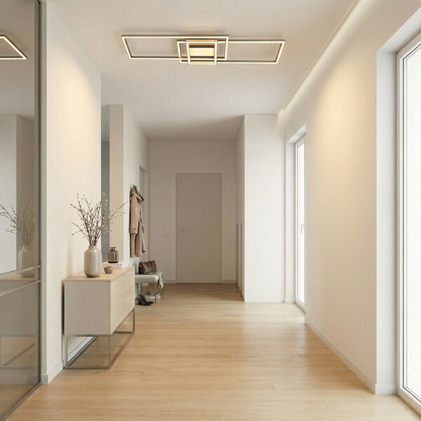 Lindby LED плафон Mairin, CCT, дистанционно управление, димируем, Затъмняване, Сив, Дневна/трапезария, Алуминий, Модерен
