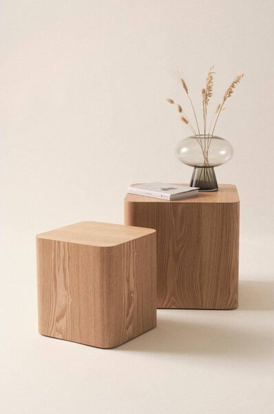 Странични масички в комплект 2 бр. от декор от ясен 40x40 cm Cubo – Jotex