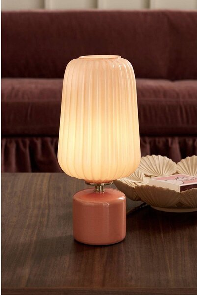 Стъклена настолна лампа в цвят сьомга (височина 40 cm) Daria – Ellos Home