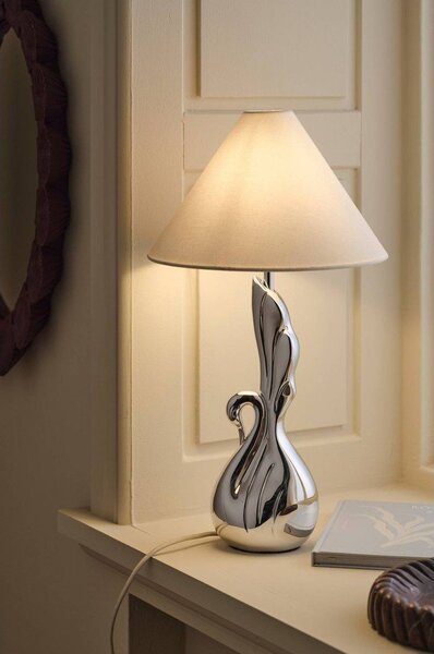 Бяла/в сребрист цвят настолна лампа от полиресин (височина 53 cm) Swan – Ellos Home