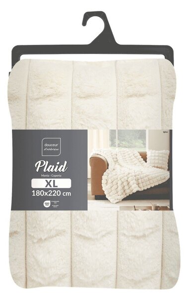 Кремаво одеяло от микроплюш/от изкуствена кожа 180x220 cm Igloo – douceur d'intérieur