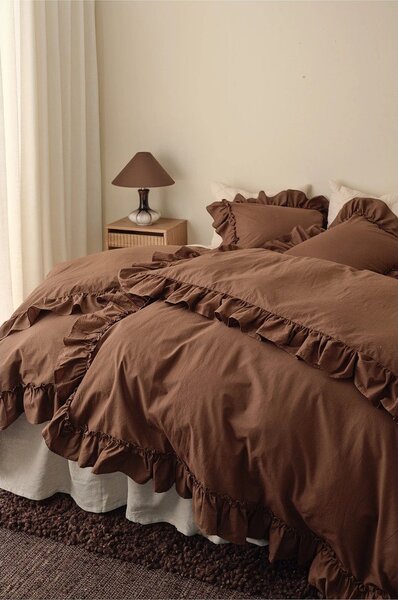 Кафяво единично спално бельо от органичен памук 150x200 cm Juliette – Ellos Home