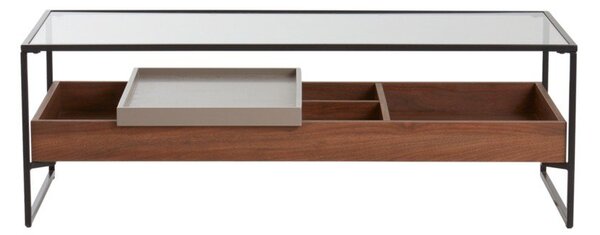 Масичка за кафе със стъклен плот в тъмно естествен цвят 60x120 cm Sveg – Jotex