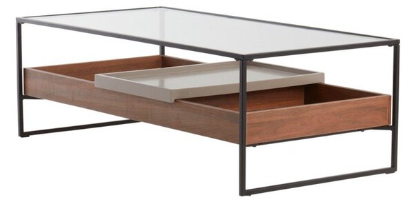 Масичка за кафе със стъклен плот в тъмно естествен цвят 60x120 cm Sveg – Jotex