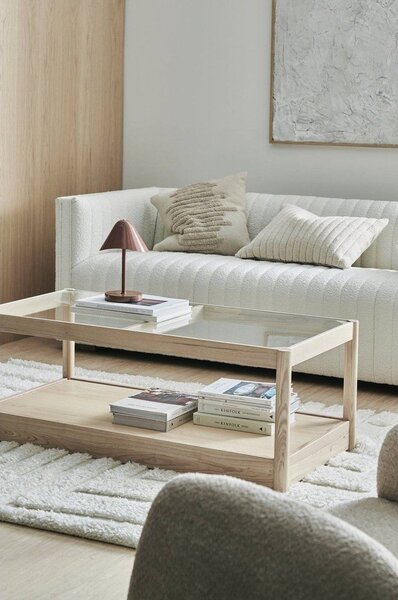Масичка за кафе със стъклен плот в естествен цвят 60x120 cm Class – Ellos Home