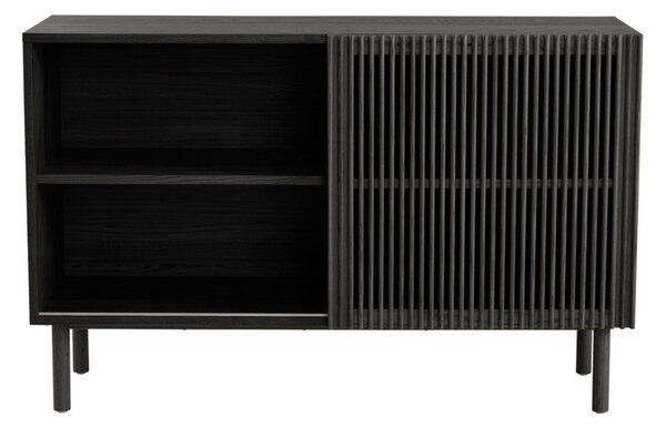 Черно шкафче от декор от ясен с плъзгащи се врати 124x80x45 cm Sion – Jotex