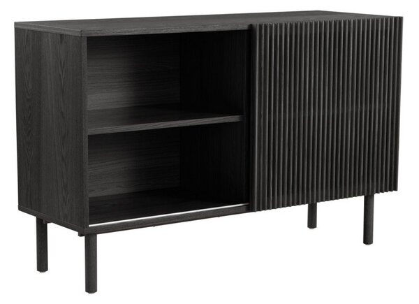 Черно шкафче от декор от ясен с плъзгащи се врати 124x80x45 cm Sion – Jotex