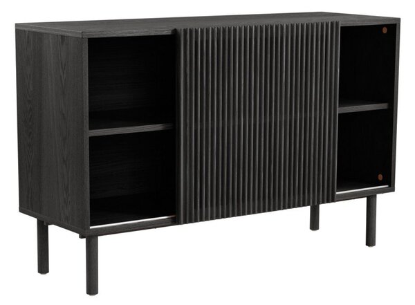 Черно шкафче от декор от ясен с плъзгащи се врати 124x80x45 cm Sion – Jotex