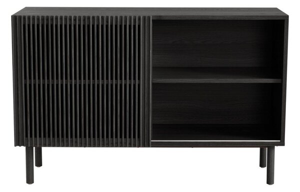 Черно шкафче от декор от ясен с плъзгащи се врати 124x80x45 cm Sion – Jotex
