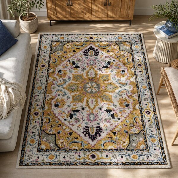 Жълт вълнен килим 170x120 cm Dahlia - Flair Rugs
