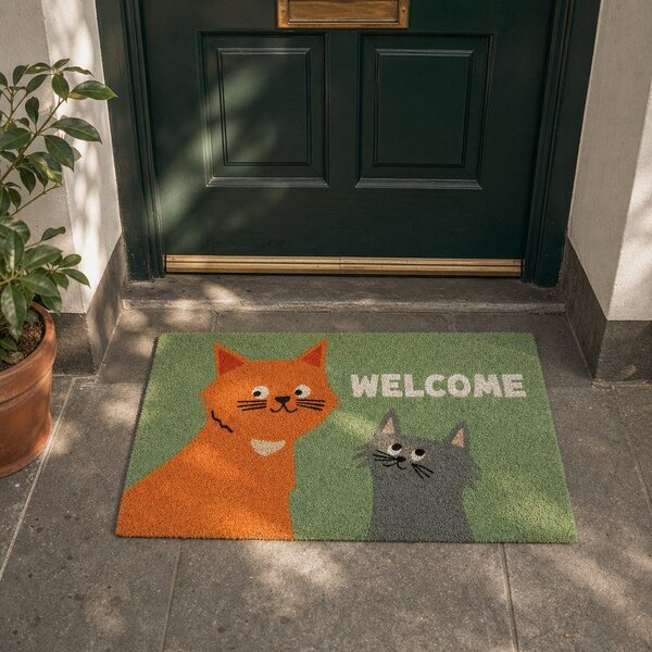 Килимче от кокосови влакна 73x43 cm Nine Lives - Rex London