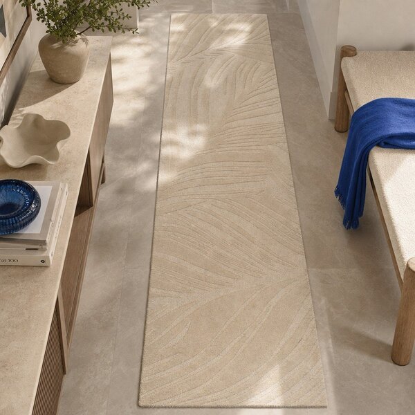 Бежов вълнен килим 60x230 cm Lino Leaf - Flair Rugs