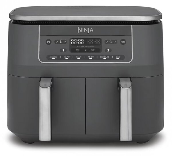 Двоен фритюрник с горещ въздух Ninja DZ300EU, 7.6 л, 6 програми, Таймер, Независими зони, Сив