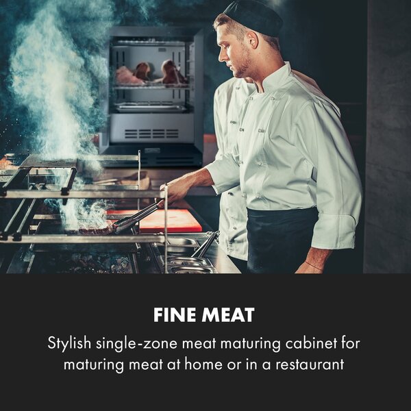 Klarstein Steakhouse Pro, хладилник за зреене на месо, 1 зона, 98 l, 1 - 25 ° C, сензорен, неръждаема стомана