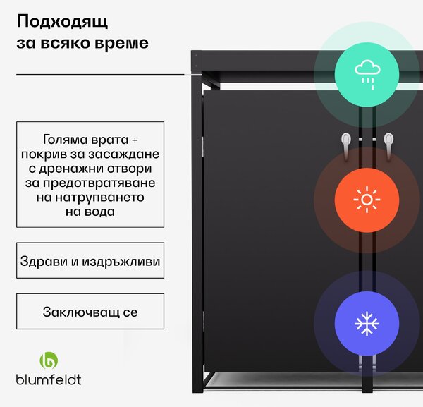 Blumfeldt BinSafe, контейнер за отпадъци, 2 кофи за отпадъци, 240 л, заключващо се, поцинкована стомана, устойчива на атмосферни влияния