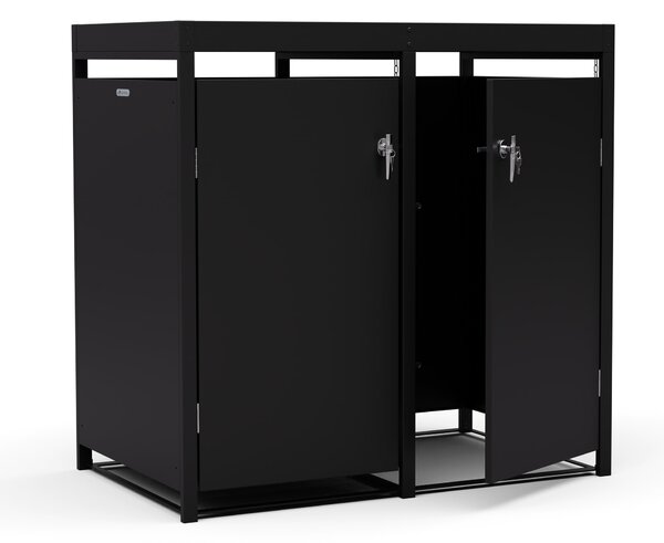 Blumfeldt BinSafe, контейнер за отпадъци, 2 кофи за отпадъци, 240 л, заключващо се, поцинкована стомана, устойчива на атмосферни влияния