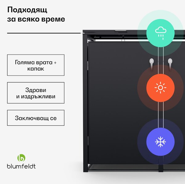 Blumfeldt BinSafe, контейнер за отпадъци, 2 кофи за отпадъци, 240 л, заключващо се, поцинкована стомана, устойчива на атмосферни влияния